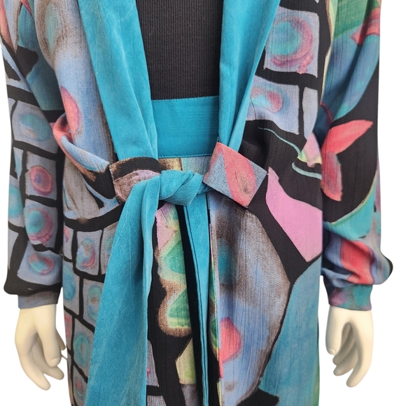 70s Inspired Abstract Art Drapy Jacket & Skirt Set In Group Ltd 14 Businesscore - Picture 5 of 13